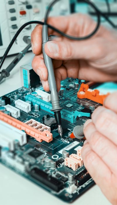 Technician repairing laptop